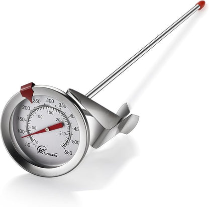 KT THERMO Candy/Deep Fry Thermometer with Instant Read,Dial Thermometer,12" Stainless Steel Stem Meat Cooking Thermometer,Best for Turkey,BBQ,Grill,Analog display