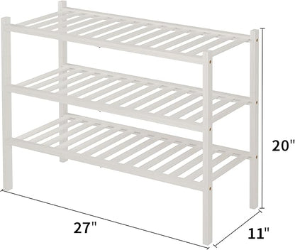 ROMGUAR CRAFT 3 Tier Bamboo Shoe Rack