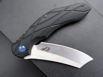 Eafengrow EF919 Folding Knife with Pocket Clip D2 Steel Blade G10 Handle Scales EDC Tool Outdoor Knives for Camping Fishing Hiking(Black)