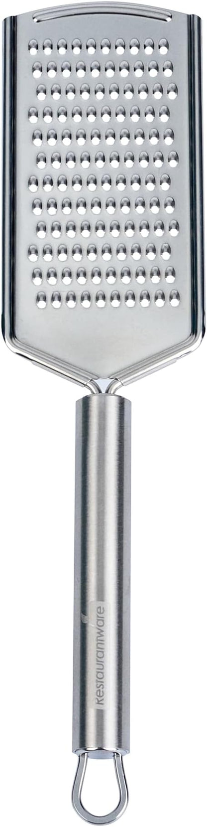 Restaurantware-German Standard Fine Handheld Grater, 1 Flat Cheese Grater - Dishwashable, Durable, Stainless Steel, With Handle, Suitable For Chocolate, Nutmeg, Garlic, Lemon, And, More
