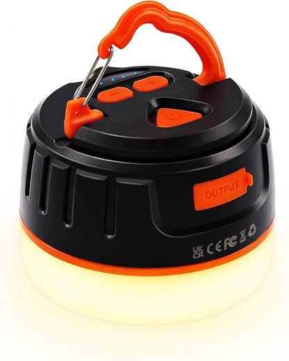 Rechargeable LED Camping Lantern 1000LM, 300H Runtime, 6400mAh, IPX5 Waterproof Tent Light for Camping, Hiking, Power Outages, Home, Emergency Use - Standard Edition,Orange