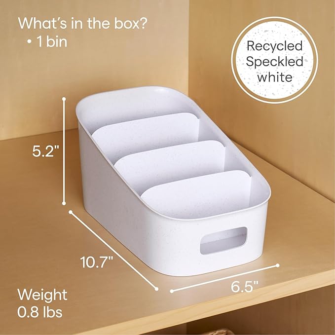YouCopia ShelfBin Packet Organizer, 4-Tier Stairstep Raised Divided Bin