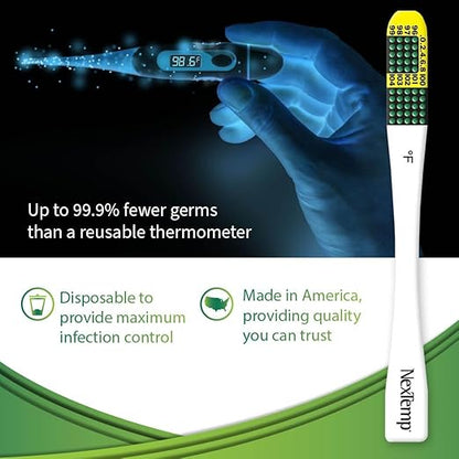 Ultra Single-Use Thermometers - Individually Wrapped Disposable First Aid Supplies with High-Accuracy Readings, for Work, Home, and Travel, Fahrenheit, 24-Pack, by Medical Indicators Inc.