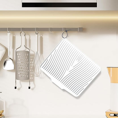 Silicone Dish Drying Mat for Kitchen Counter, Dish Drying Pad, Non-Slip Drain