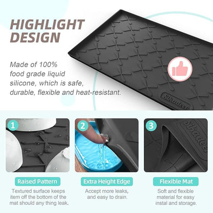 SIKADEER 22" x 22" Under Sink Mat Waterproof, Silicone Mat Kitchen Drawer Shelf