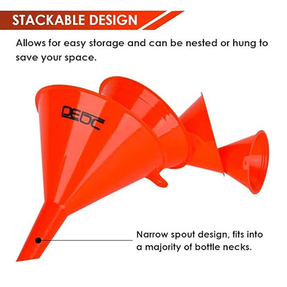 DEDC Oil Funnels, Plastic Gas Funnels Set