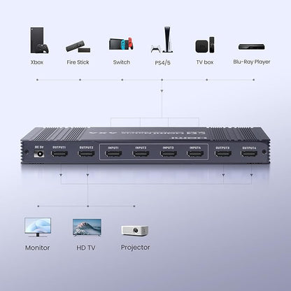 4x4 HDMI Matrix Switch 4K 30Hz, 4 in 4 Out HDMI Switch