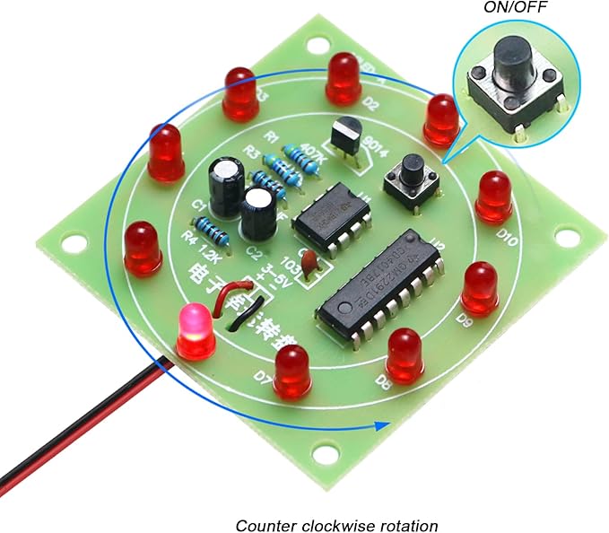 Soldering Practice Kit Electronic Lucky Wheel DIY Soldering Kit - Fun Probability Game & STEM Learning Tool (Includes LEDs/9014 Transistor/Capacitors & Resistors) for Beginners & Science Class