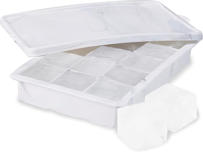 Host Ice Cube Tray with Lid, Makes 15 1.25" Cubes, Durable Silicone Trays
