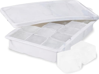 Host Ice Cube Tray with Lid, Makes 15 1.25" Cubes, Durable Silicone Trays