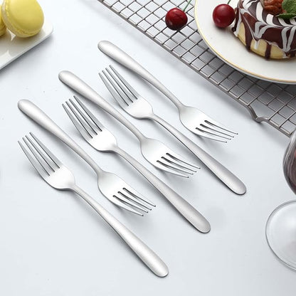 24 Pieces Dinner Forks, Forks Silverware(8 inches), Food Grade Stainless Steel Flatware Forks, Mirror Polished & Dishwasher Safe, Using for Home, Restaurant or Kitchen