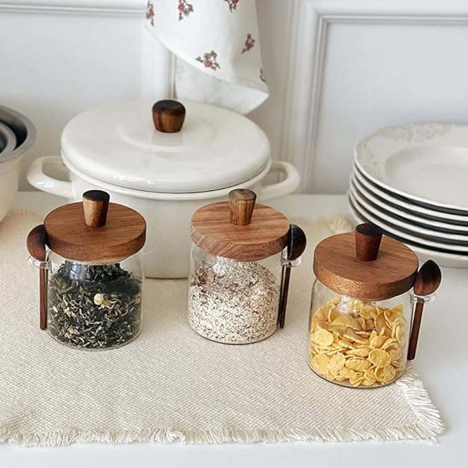 Set of 3 Glass Jars Containers