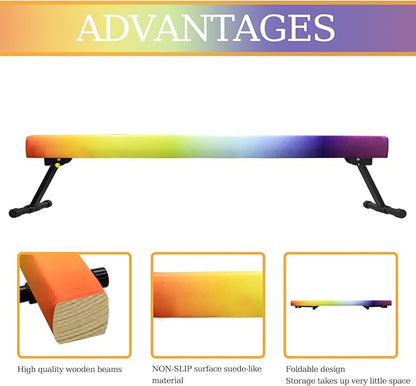 Adjustable&Foldable Gymnastics Balance Beam, 6FT/8ft High-Low Level Floor