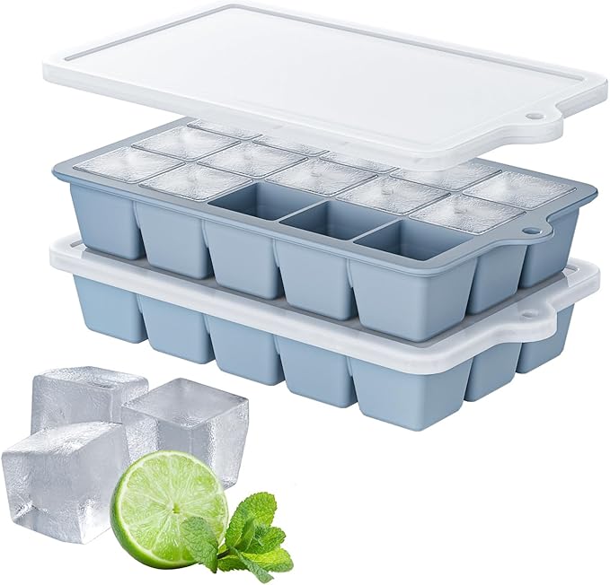 Silicone Ice Cube Tray 2 Pack, HANCELANT Ice Cube Mold, Ice Trays
