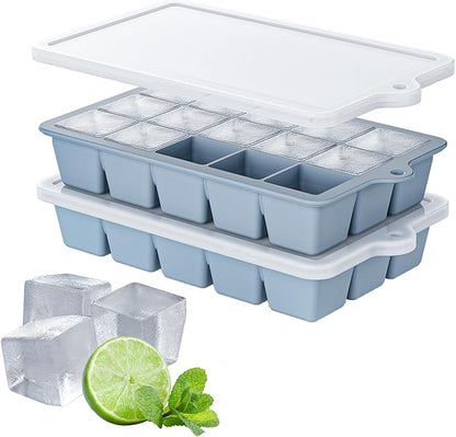 Silicone Ice Cube Tray 2 Pack, HANCELANT Ice Cube Mold, Ice Trays