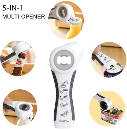 Jar Opener Bottle Opener for Weak Hands, 5-in-1 Multi-Function Can Opener