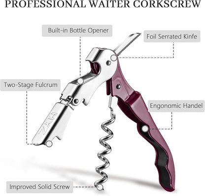 HYZ 2-Pack Wine Opener Waiter Corkscrew, Professional Wine Key