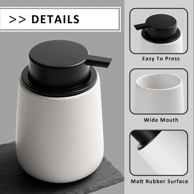 Soap Dispenser Ceramic with Easy-to-Press Pump Hand Lotion Liquid Dispenser