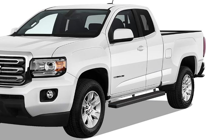 APS 5in Black Stainless Steel Running Boards Compatible with Chevy Colorado GMC Canyon Crew Cab 15-26