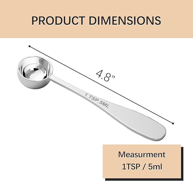 1PCS 1tsp Single Measuring Spoon, Stainless Steel Individual Teaspoon, Metal