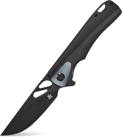 Sitivien ST165 Folding Knife,K110 Steel Blade with G10 Handle EDC Tool Knife Pocket Knife for Outdoor Camping,Hiking,Fishing(Black)