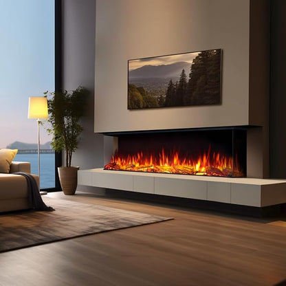 Legend Flame 59" W Smart Build in Electric Fireplace Insert, 1-2-3 Sided View