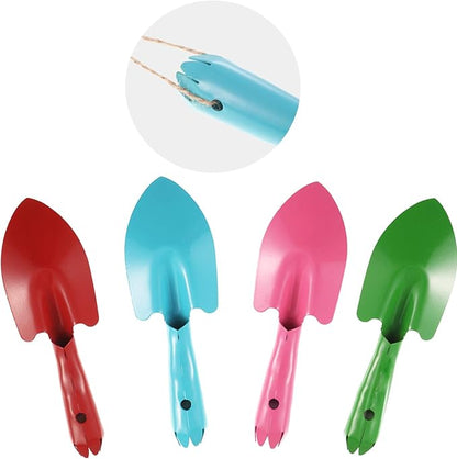 Honoson 4 Pieces 8 Inch Mini Trowel Set Sand Shovels Small Metal Hand Shovel Colorful Toy Spades Garden Tools for Beach Soil Planting Digging Gardening Transplanting