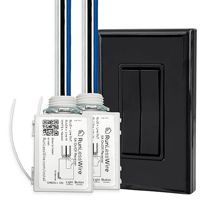 RunLessWire Fan & Light Battery-Free DIY Wireless Light Switch Kit 150ftRF