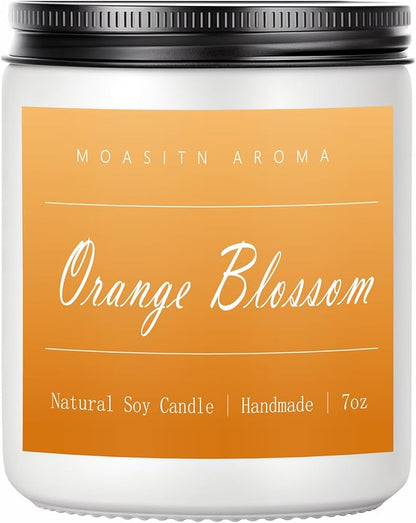 MOASITN Orange Blossom Highly Scented Candles for Home| Natural Soy Aromatherapy Candle| Handmade Long Lasting Jar Candle| Candel Gift for Women,Men as Spring, Summer,Relaxing,Housewarming Gifts| 7oz