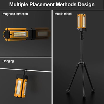 13200mAh Rechargeable Solar Work Light,IPX4 Waterproof with Folding Stand Support and Portable Carrying Bag, 8000 Lumen Stepless Dimmable, 4 Lighting Modes, White/Warm/Warm White (Standard)