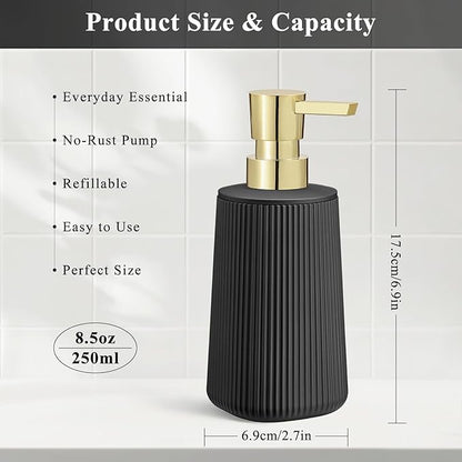 Black and Gold 2 Pack Hand Soap Dispensers Set