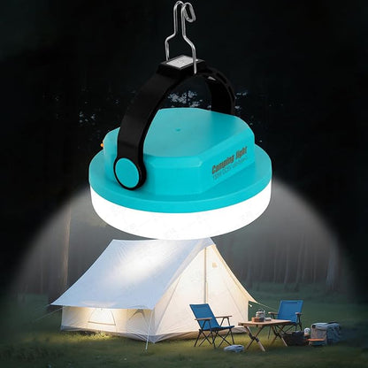 Outdoor Camping lamp Rechargeable lamp, Portable Lighting lamp. Equipped with 6 Brightness Settings, Tent lamp with Hook, Suitable for Power outages, Hiking, and Emergencies. (Blue)
