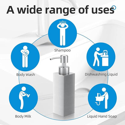 Soap Dispenser with Rust Proof Stainless Steel Pump Refillable