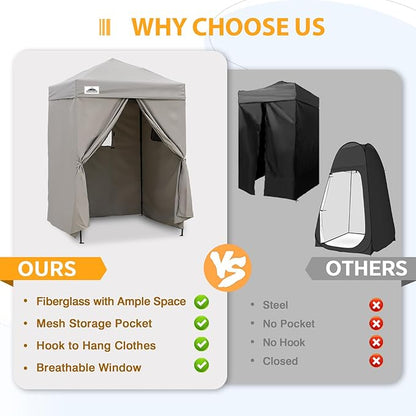 EAGLE PEAK Flex Ultra Compact 5x5 Pop-up Canopy, Sun Shelter, Changing Room, Portable Privacy Canopy Cabana for Pool, Fashion Photoshoots, or Camping, Gray
