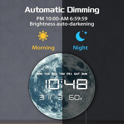 Timethink 12'' Full Moon Digital Wall Clock