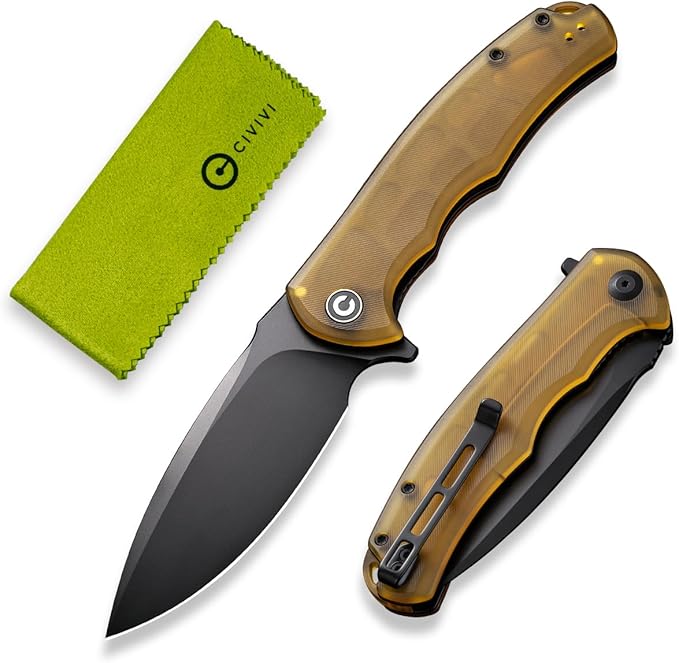 CIVIVI Praxis Pocket Folding Knife - Modern Aesthetics Ultem Handle, 3.75" Sharp Blade, Deep Carry Clip for EDC C803M