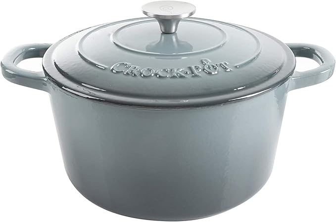 Crock Pot Artisan 5-Quart Round Enameled Cast Iron Dutch Oven – Slate Gray
