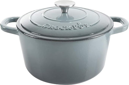 Crock Pot Artisan 5-Quart Round Enameled Cast Iron Dutch Oven – Slate Gray