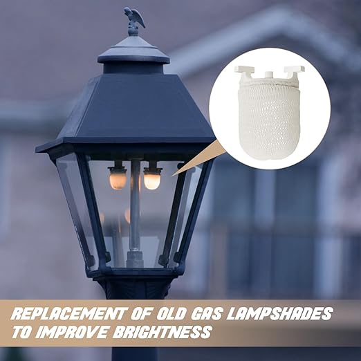 12 Pcs Gas Lamp Mantles Preformed Gaslight Pre Formed Gas Light Mantel for Outdoor Indoor Lantern Mantles, White
