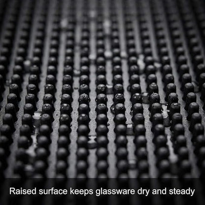 QWORK 12"x6" Black Rubber Bar Mat – 6 Pack Non-Slip Drainage Pad