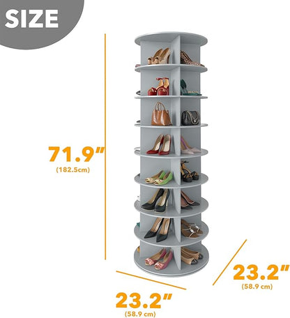 SpaceAid 8 Tier Rotating Shoe Rack Tower, Spinning Shoe Display Lazy Susan