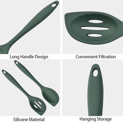 2-Pieces Silicone Cooking Spoon Spatula, Large Serving Spoons