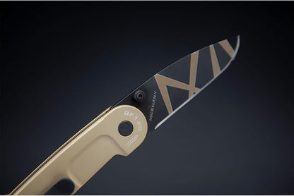 Extrema Ratio - BF1 CD (DESERT), Folding Knife, Böhler N690 steel hardened to 58 HRC, desert-colored stone burnished blade, smooth aluminum handle, reversible stainless steel clip, slim and compact design