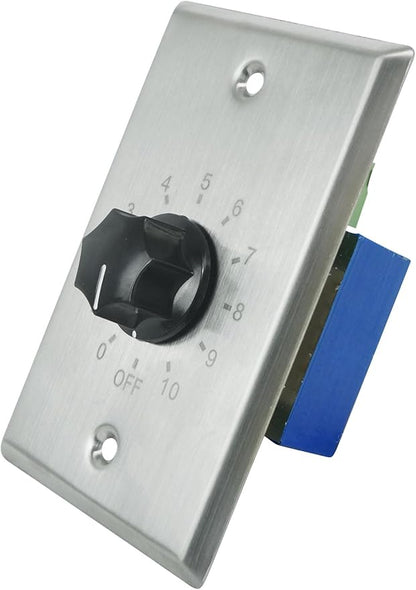 Rockville VOL70200 SS 200W 70V Wall Volume Control Zone Controller, Stainless