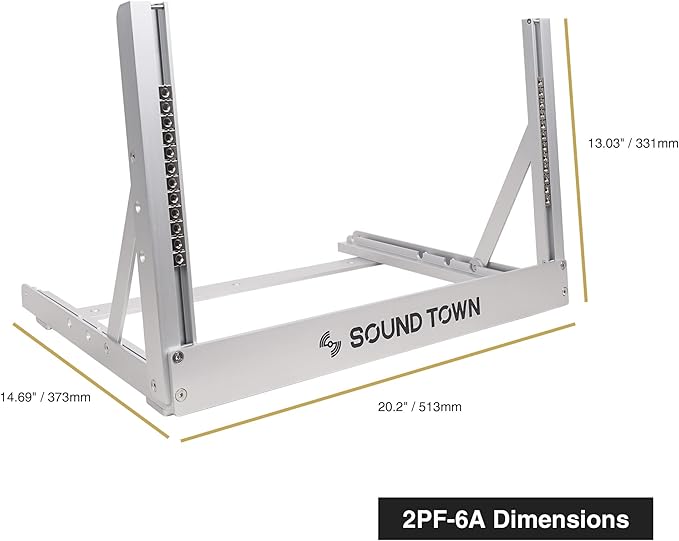 Sound Town 6U Aluminum 2-Post Desktop Open-Frame Rack, Angle Adjustable