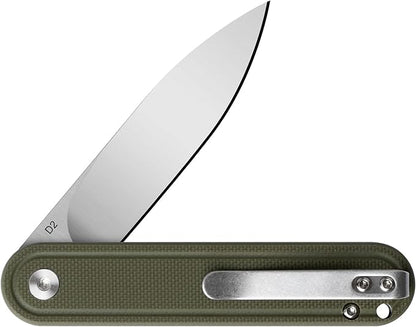 G040 Pocket Knife, 2.75'' D2 Steel Blade G10 handle, Small EDC Knife with Pocket Clip for Men Women, 2.1oz