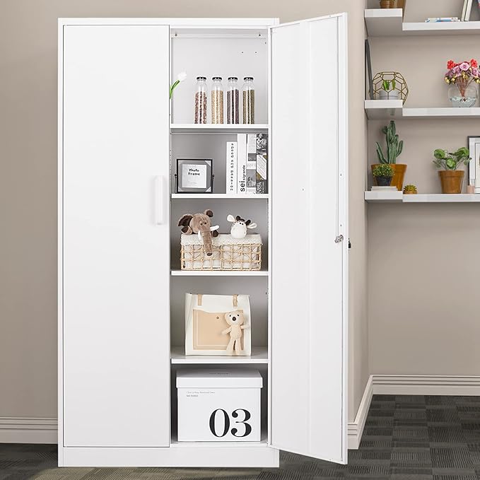 MIIIKO 72" White Metal 5-Shelf Cabinet