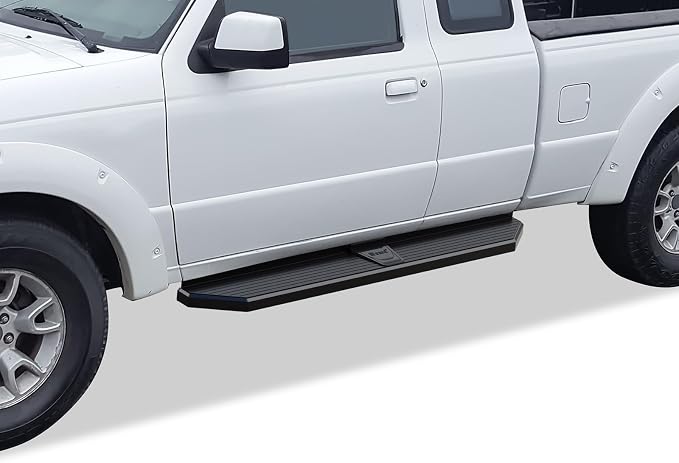 APS 6-inch (Black Stainless Steel Powder Coated Flat Style) Running Boards Side Bars Side Steps Compatible with Ford Ranger Mazda B-Series 1999-2011 Super Cab 4-Door (Drilling Required)