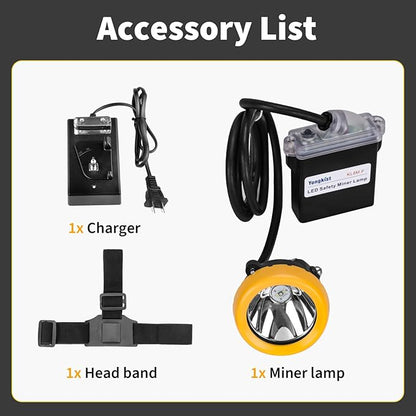 Safety Mining Headlamp 1+2 LED Rechargeable Coal Mining Light with Battery Pack, Waterproof Explosion Proof Hard Hat Cap Lamp, Durable LED Torch Headlight for Mining, Tunneling, Outdoor Work