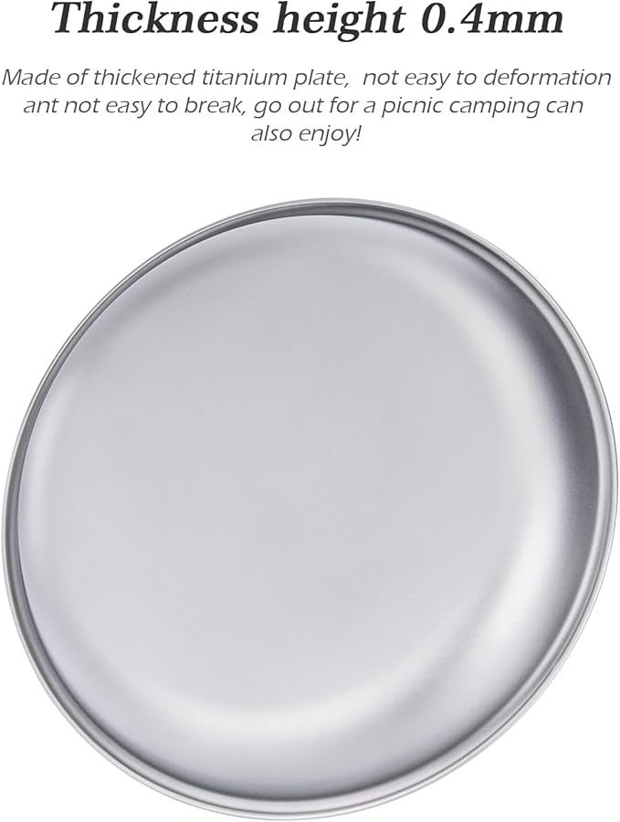 Boundless Voyage Titanium Camping Plate Dishes Saucer Lightweight Round Dinnerware Set Stackable Serving Plates Pasta Plates Travel Outdoor Home Kitchen Tableware Set Ti1118T